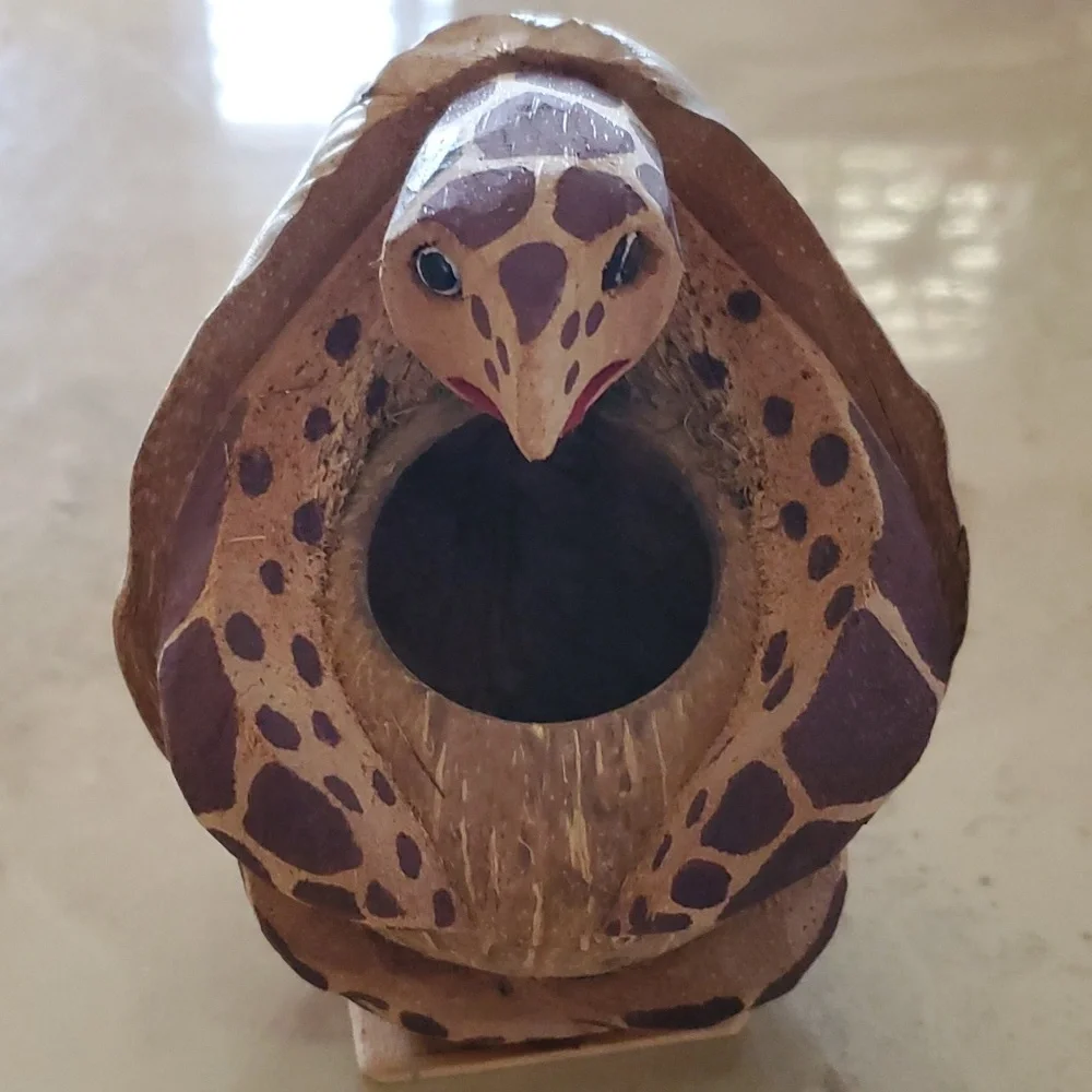 Vintage Turtle Coconut Vase